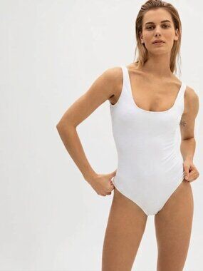 Everlane The Square Neck Bodysuit XS White Low Back